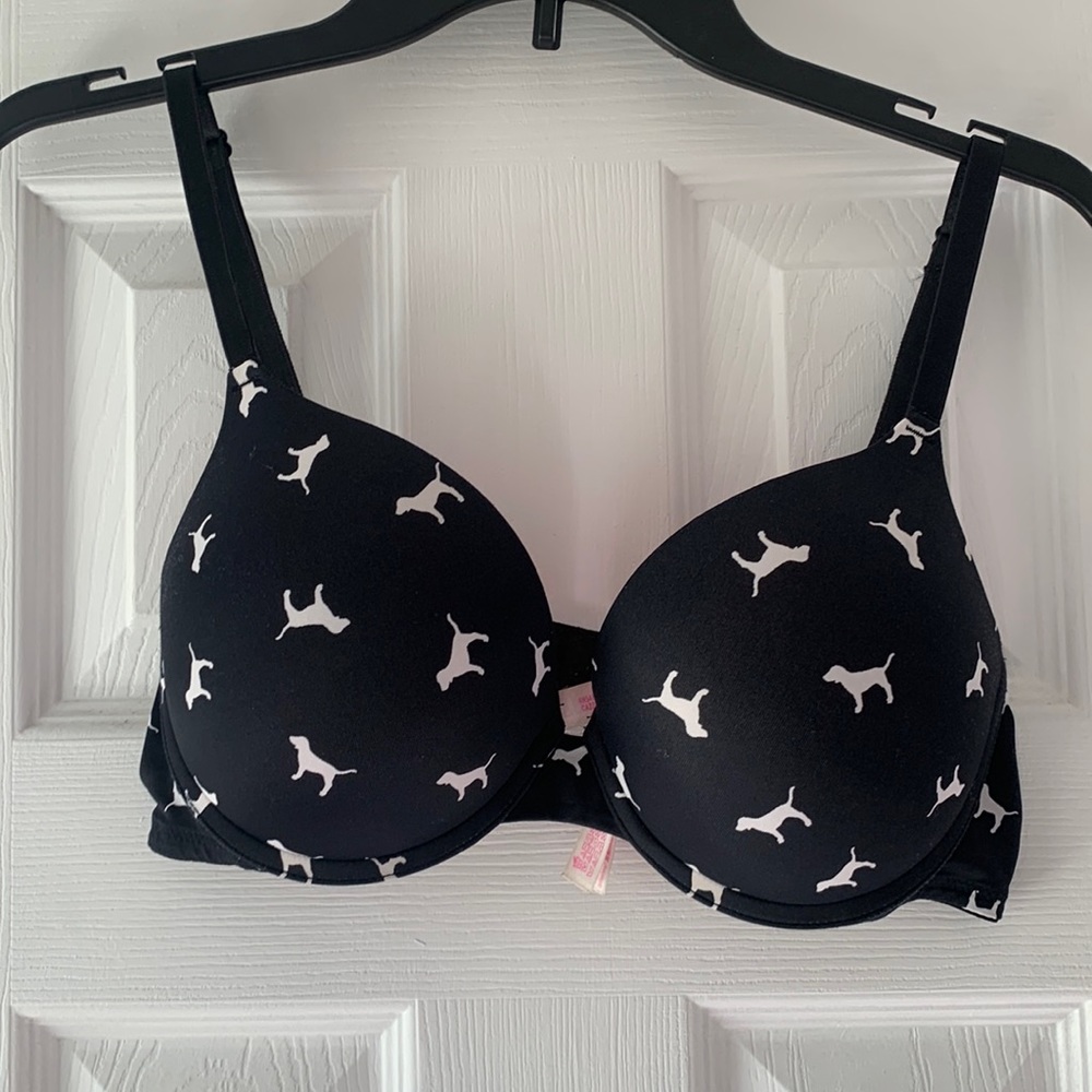 VS PINK black and white pushup bra 36C